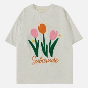 Floral Flocking Design Tee